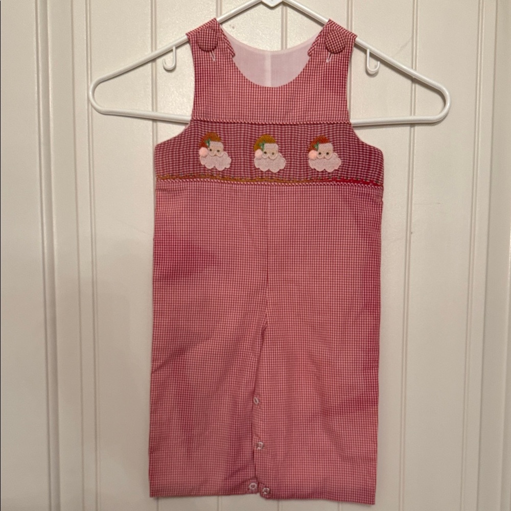 Boys Window Pane Smocked Santa Long Jon Jon